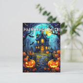 Spooky Happy Halloween Pumpkins Postkarte (Stehend Vorderseite)