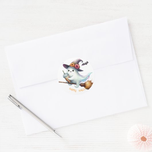 Spooky Happy Halloween Runder Aufkleber (Umschlag)