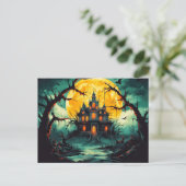 Spooky Happy Halloween Spuk House Postkarte (Stehend Vorderseite)