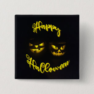 Spooky Happy Halloween unheimliche Kürbisgesicht Button