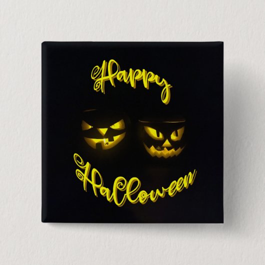 Spooky Happy Halloween unheimliche Kürbisgesicht Button (Vorderseite)
