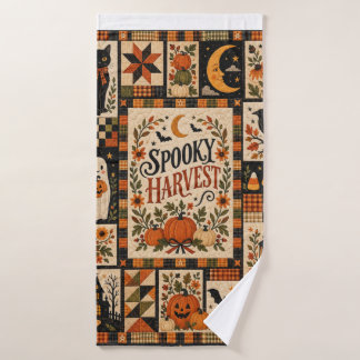Spooky Harvest Vintage Halloween Patchwork Badehandtuch