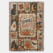 Spooky Harvest Vintage Halloween Patchwork Decke (Vorderseite Vertikal)