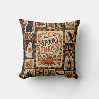 Spooky Harvest Vintage Halloween Patchwork Kissen