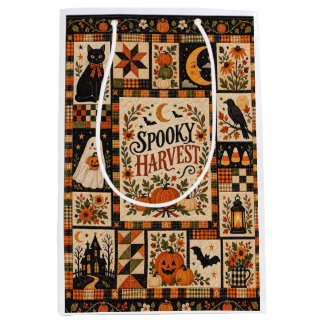 Spooky Harvest Vintage Halloween Patchwork Mittlere Geschenktüte