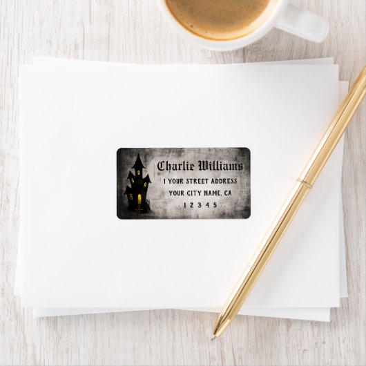 Spooky haunted house Halloween return address Adressaufkleber (Insitu)