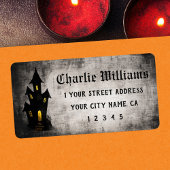 Spooky haunted house Halloween return address Adressaufkleber