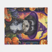 Spooky Havanese Hund Halloween Hexe und Pumpkin Fleecedecke (Vorderseite (Horizontal))