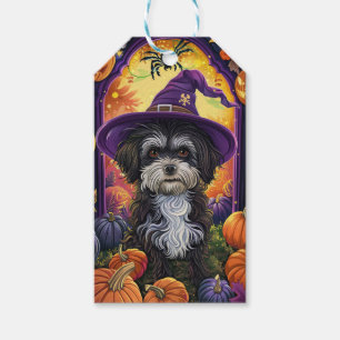 Spooky Havanese Hund Halloween Hexe und Pumpkin Geschenkanhänger