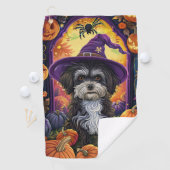 Spooky Havanese Hund Halloween Hexe und Pumpkin Golfhandtuch (Insitu)