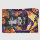 Spooky Havanese Hund Halloween Hexe und Pumpkin Golfhandtuch (Horizontal)