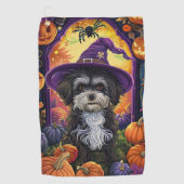 Spooky Havanese Hund Halloween Hexe und Pumpkin Golfhandtuch (Vorderseite)