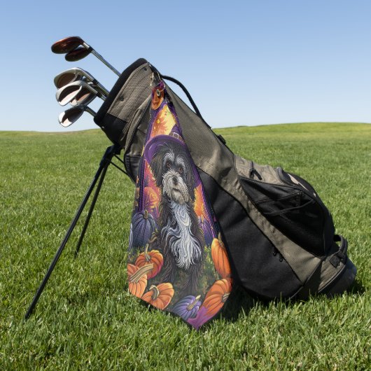 Spooky Havanese Hund Halloween Hexe und Pumpkin Golfhandtuch (Gras)