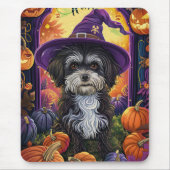 Spooky Havanese Hund Halloween Hexe und Pumpkin Mousepad (Vorne)