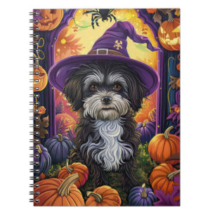 Spooky Havanese Hund Halloween Hexe und Pumpkin Notizblock