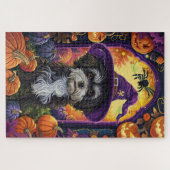 Spooky Havanese Hund Halloween Hexe und Pumpkin Puzzle (Horizontal)