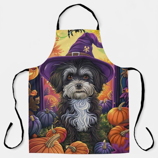 Spooky Havanese Hund Halloween Hexe und Pumpkin Schürze (Vorderseite)