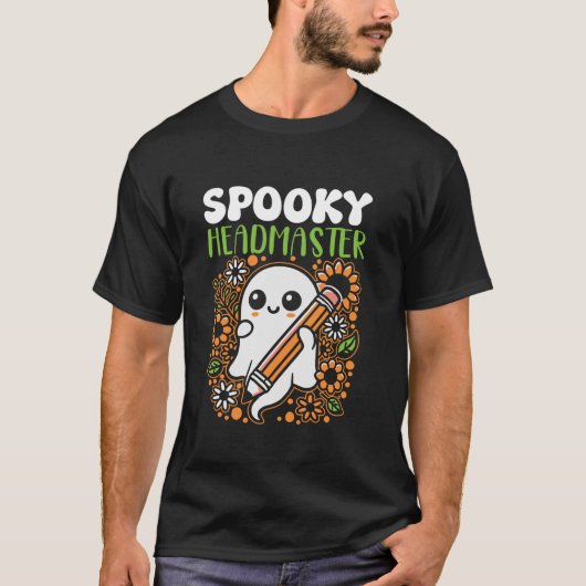 Spooky Headmaster Groovy Headmaster Halloween Ghos T-Shirt (Vorderseite)