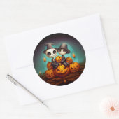 Spooky heidnische Freunde feiern glückliches Hallo Runder Aufkleber (Umschlag)