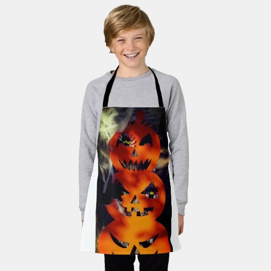 Spooky Helle Jack-O-Lantern All-over-Print-Schürze Schürze (Getragen)