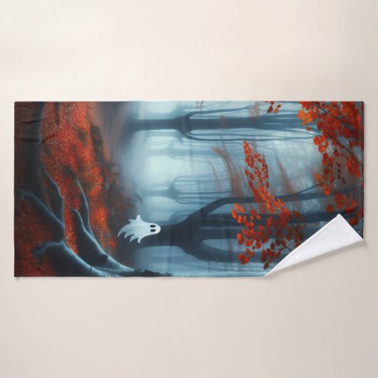 Spooky Herbstwald mit Gespenst Badehandtuch (Badehandtuch)