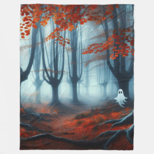 Spooky Herbstwald mit Gespenst Fleecedecke