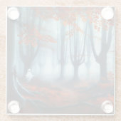 Spooky Herbstwald mit Gespenst Glasuntersetzer (Rückseite)