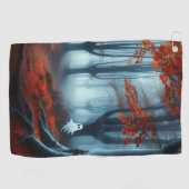 Spooky Herbstwald mit Gespenst Golfhandtuch (Horizontal)
