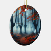 Spooky Herbstwald mit Gespenst Keramik Ornament (Rechts)