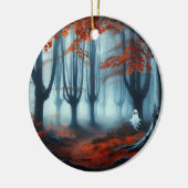 Spooky Herbstwald mit Gespenst Keramik Ornament (Links)