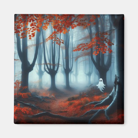 Spooky Herbstwald mit Gespenst Magnet (Vorne)