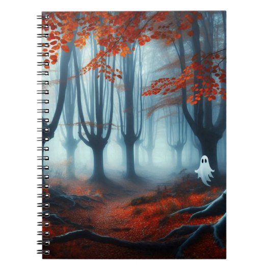 Spooky Herbstwald mit Gespenst Notizblock (Vorderseite)