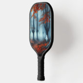 Spooky Herbstwald mit Gespenst Pickleball Schläger (Links)