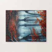 Spooky Herbstwald mit Gespenst Puzzle (Horizontal)