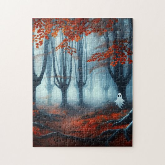 Spooky Herbstwald mit Gespenst Puzzle (Vertikal)