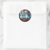 Spooky Herbstwald mit Gespenst Runder Aufkleber (Tasche)