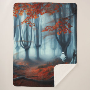 Spooky Herbstwald mit Gespenst Sherpadecke
