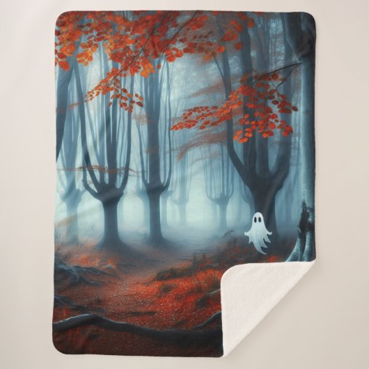 Spooky Herbstwald mit Gespenst Sherpadecke (Vorderseite)