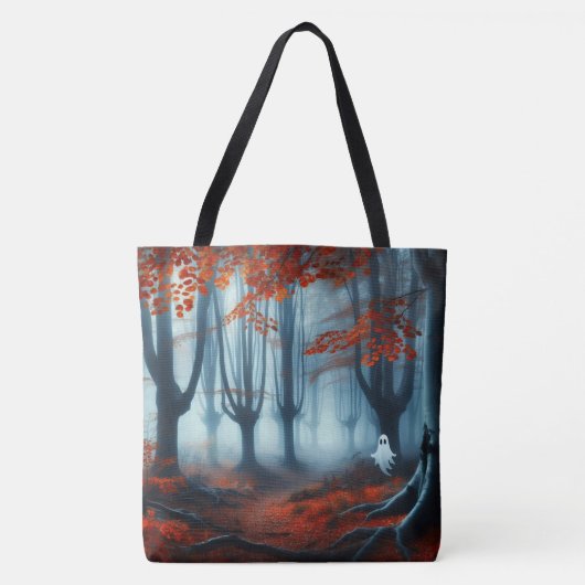 Spooky Herbstwald mit Gespenst Tasche (Vorderseite)