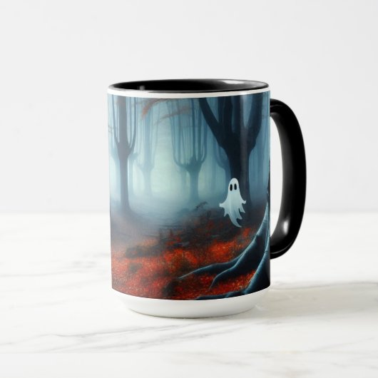 Spooky Herbstwald mit Gespenst Tasse (VorderseiteRechts)