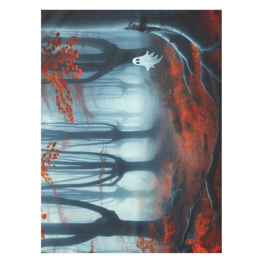 Spooky Herbstwald mit Gespenst Tischdecke (Vorderseite)