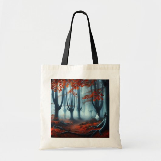 Spooky Herbstwald mit Gespenst Tragetasche (Vorne)