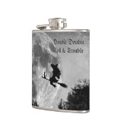 Spooky Hexe auf Broom Full Moon Halloween Flachmann (Links)