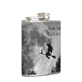 Spooky Hexe auf Broom Full Moon Halloween Flachmann (Rechts)