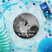 Spooky Hexe auf Broom Full Moon Halloween Pappteller (Party)