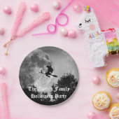 Spooky Hexe auf Broom Full Moon Halloween Pappteller (Party)