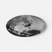 Spooky Hexe auf Broom Full Moon Halloween Pappteller (Schrägansicht)