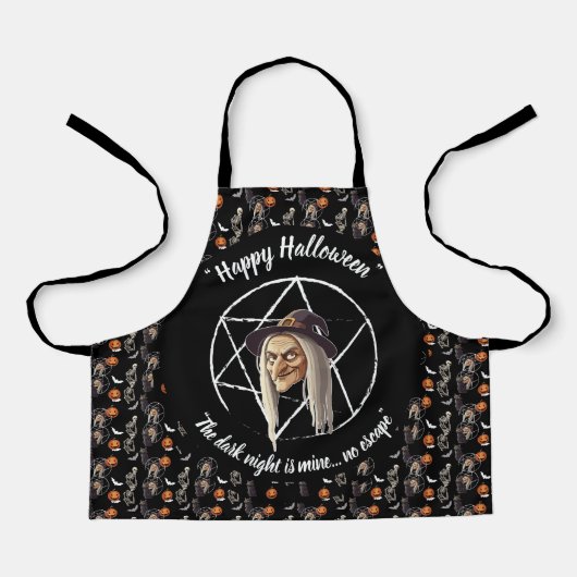 Spooky Hexe Halloween Schürze- schwarz- 🎃 👻 Schürze (Vorderseite)