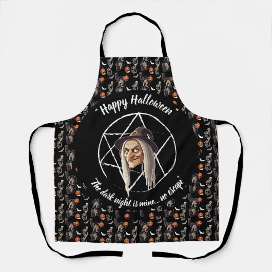 Spooky Hexe Halloween Schürze- schwarz- 🎃 👻 Schürze (Vorderseite)