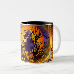 Spooky Hexe-Tasse Zweifarbige Tasse